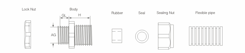 Nylon conduit connector SM-F drawing