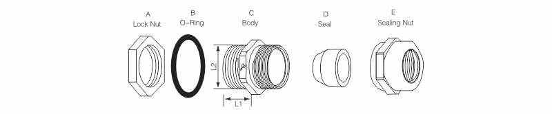 non armored cable gland drawing