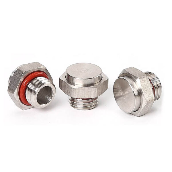 three metal breathable vent plugs